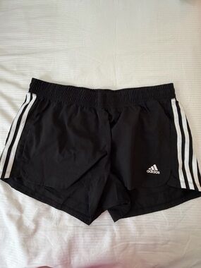 adidas Black Shorts with White Three-Stripes